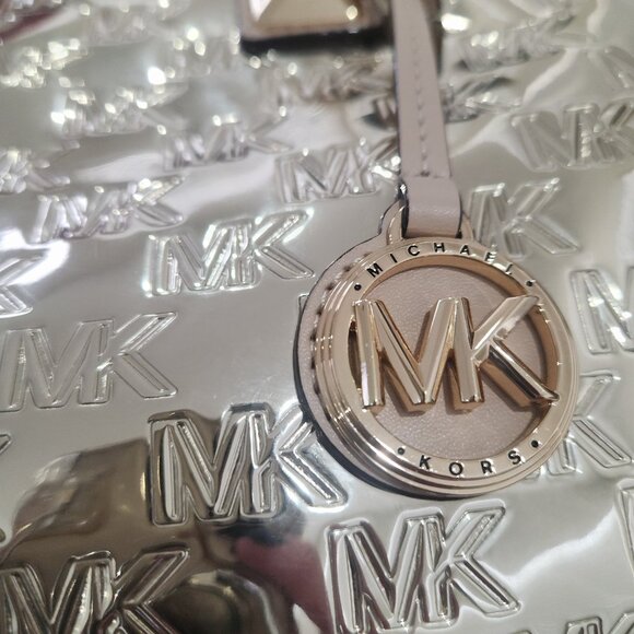 Michael Kors Gold Embossed MK Gold Metallic-Finish Grayson Satchel - Picture 16 of 16